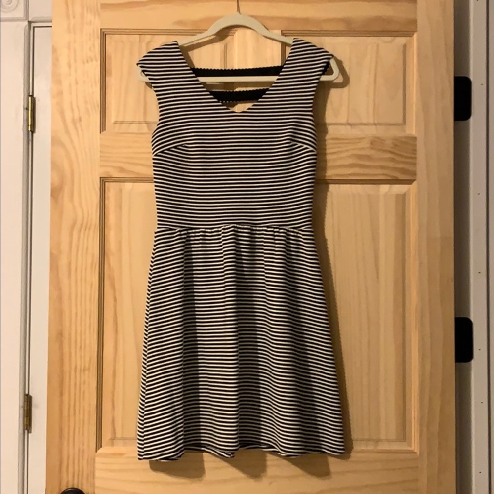 Adorable black and white stripe mini dress